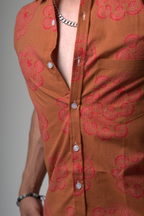 Sienna Sunset Paisley Print Cuban Collar Shirt dripkaar.com