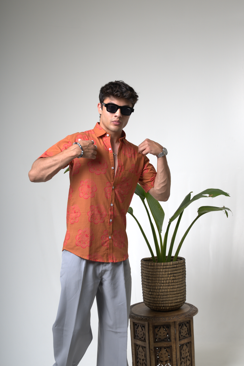 Sienna Sunset Paisley Print Cuban Collar Shirt dripkaar.com