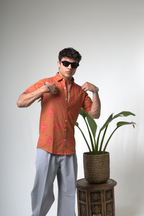 Sienna Sunset Paisley Print Cuban Collar Shirt dripkaar.com