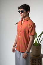 Sienna Sunset Paisley Print Cuban Collar Shirt dripkaar.com