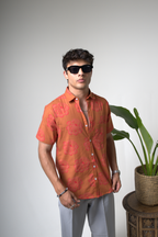 Sienna Sunset Paisley Print Cuban Collar Shirt dripkaar.com