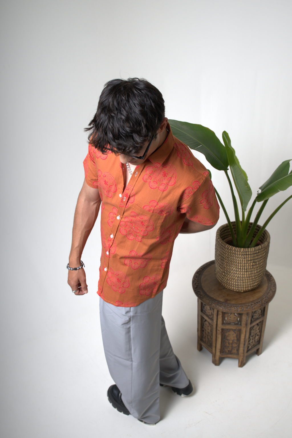 Sienna Sunset Paisley Print Cuban Collar Shirt dripkaar.com