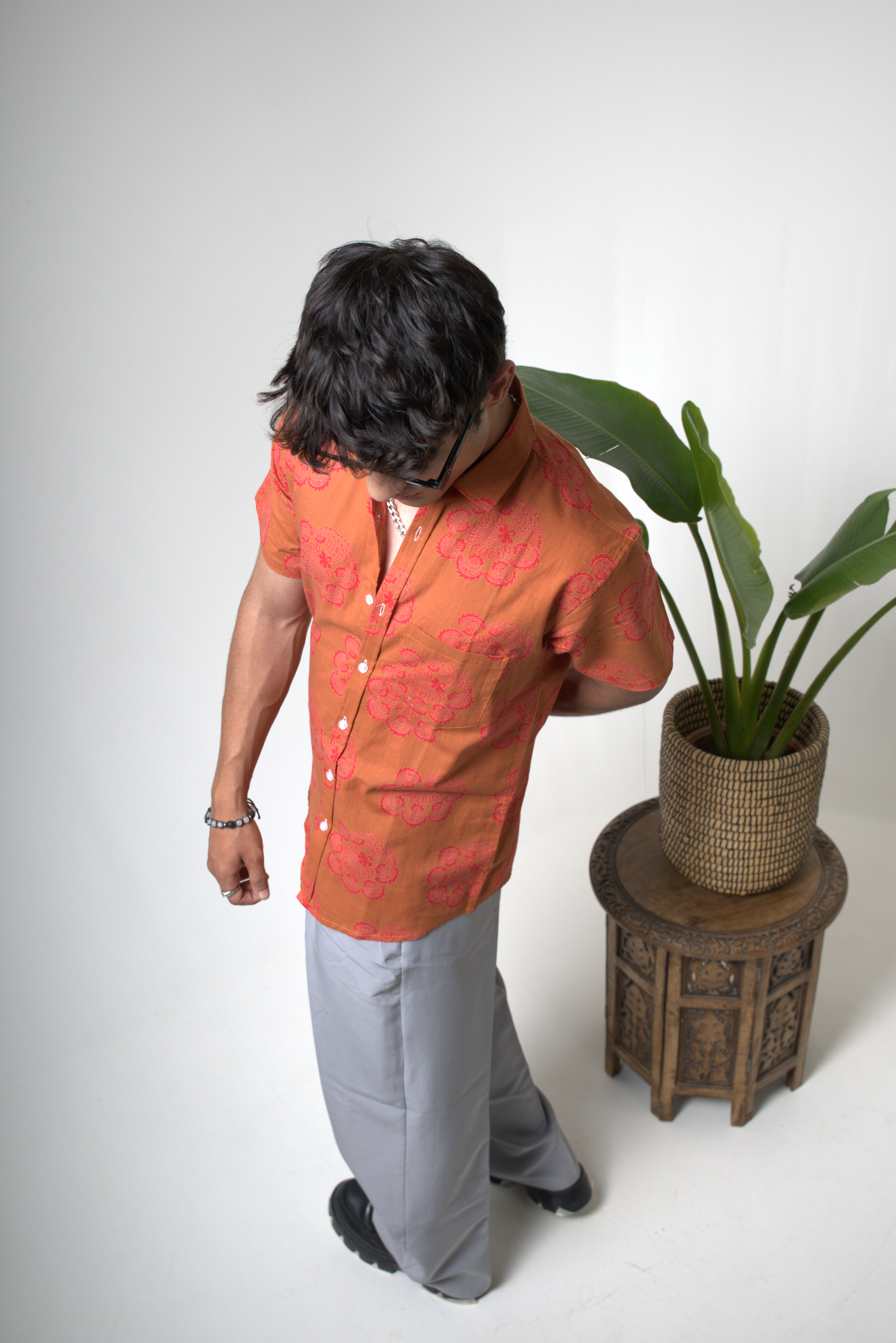 Sienna Sunset Paisley Print Cuban Collar Shirt dripkaar.com