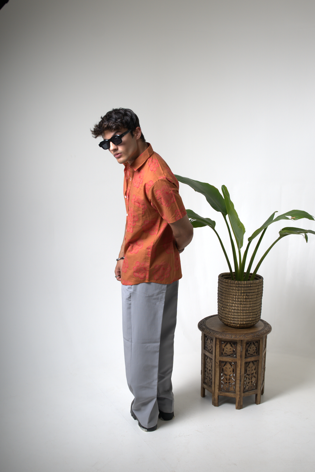 Sienna Sunset Paisley Print Cuban Collar Shirt dripkaar.com