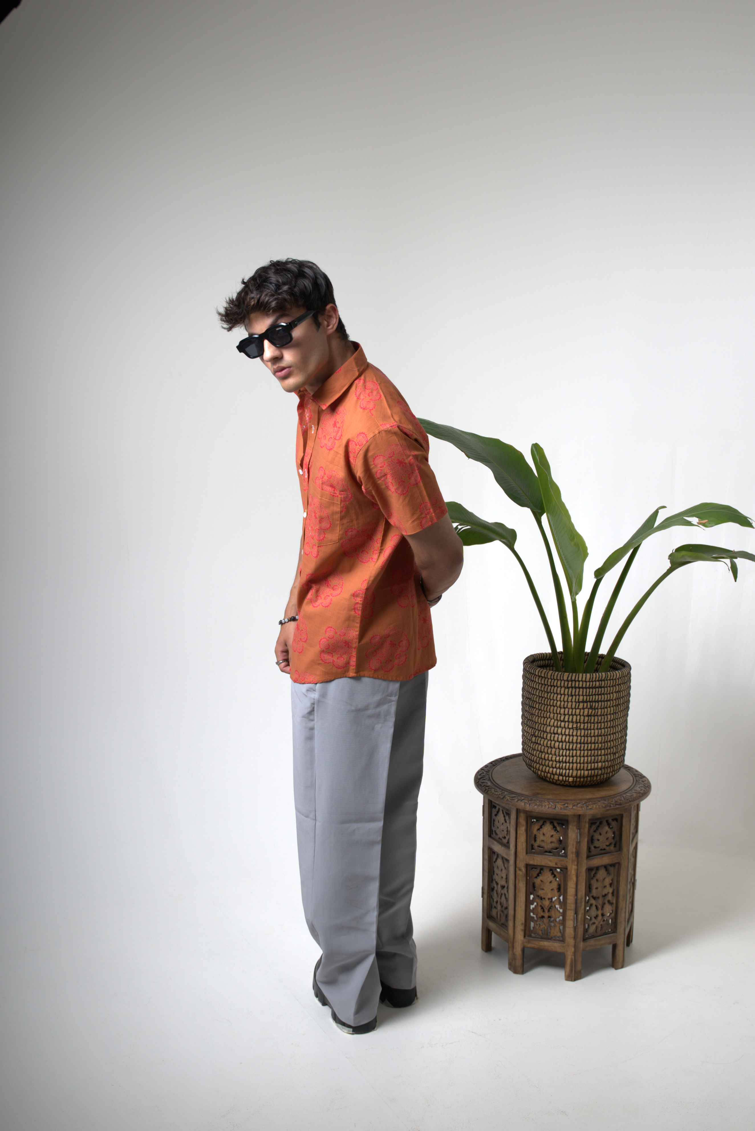 Sienna Sunset Paisley Print Cuban Collar Shirt dripkaar.com