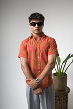 Sienna Sunset Paisley Print Cuban Collar Shirt dripkaar.com