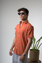 Sienna Sunset Paisley Print Cuban Collar Shirt dripkaar.com