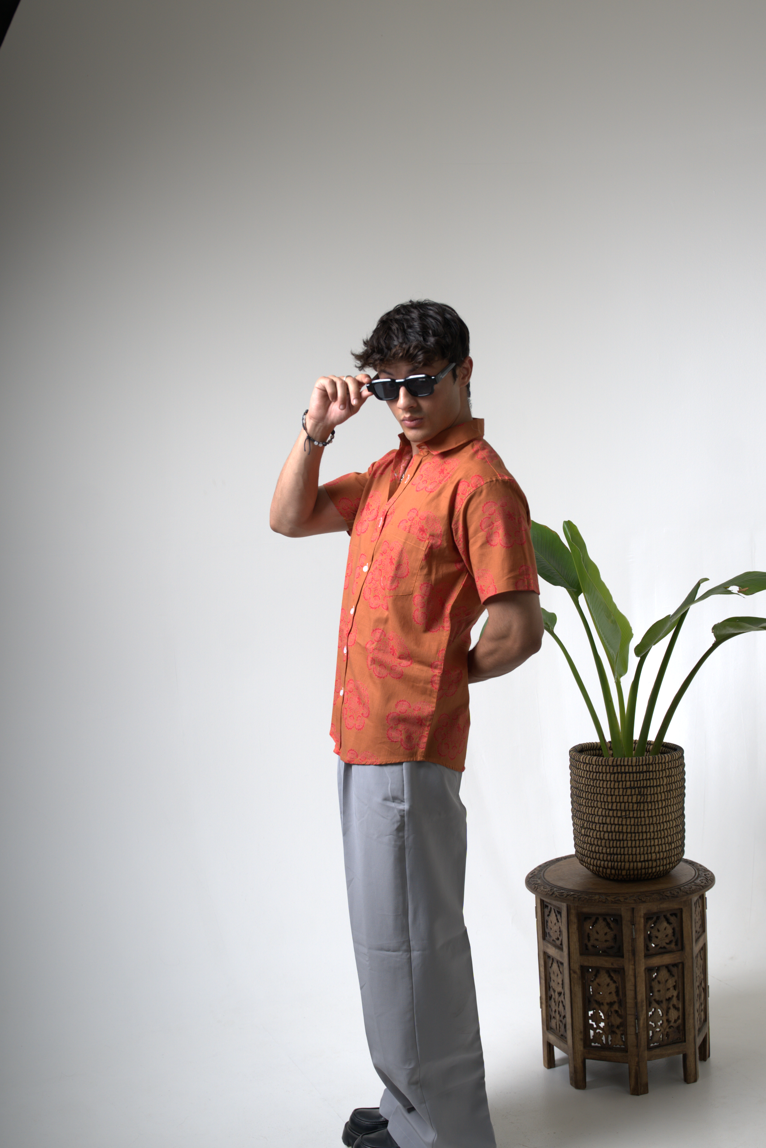 Sienna Sunset Paisley Print Cuban Collar Shirt dripkaar.com