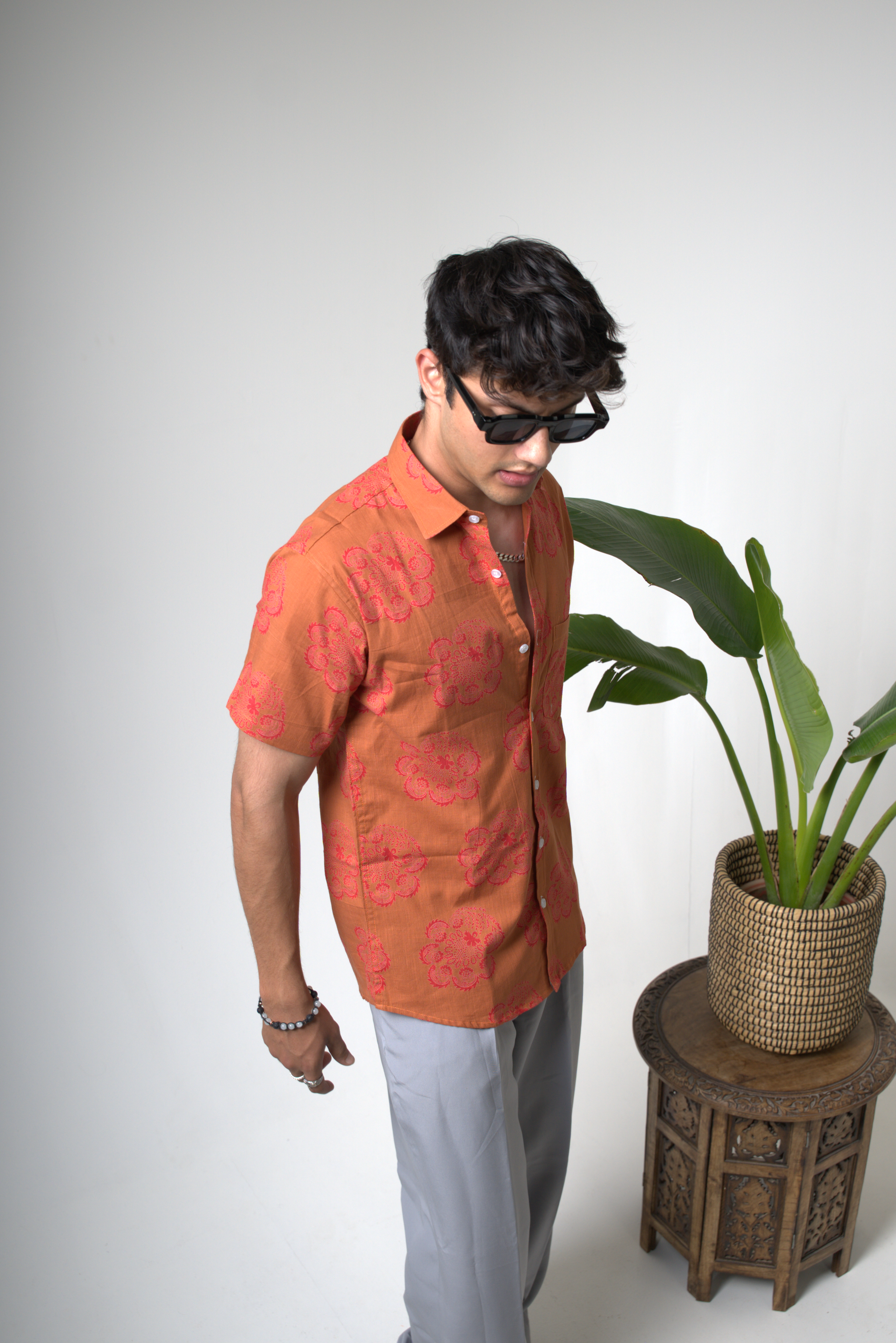 Sienna Sunset Paisley Print Cuban Collar Shirt dripkaar.com