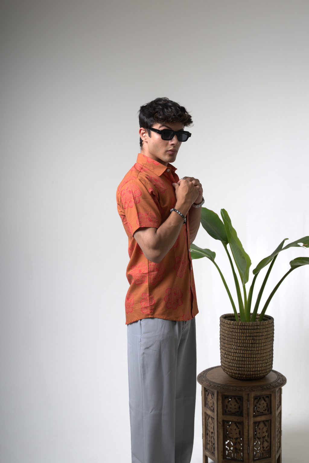 Sienna Sunset Paisley Print Cuban Collar Shirt dripkaar.com