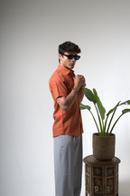 Sienna Sunset Paisley Print Cuban Collar Shirt dripkaar.com