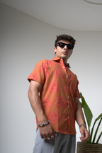 Sienna Sunset Paisley Print Cuban Collar Shirt dripkaar.com